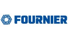 A blue and white logo of the company fourni.